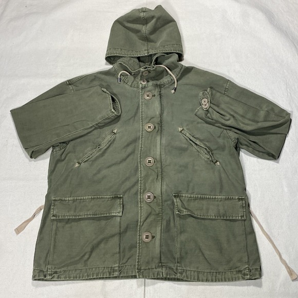 Free People Jackets & Blazers - Free People Joshua Tree Utility Military Style Hooded Cotton Jacket Moss sz Sm